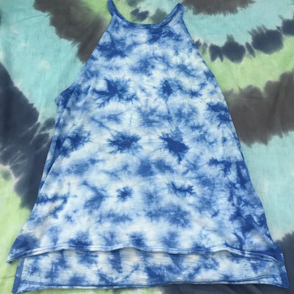 Blue tie dye tank top